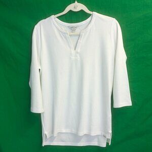 Orvis Ladies' 3/4 Sleeve Split Neck Top Medium 100% Pima Cotton